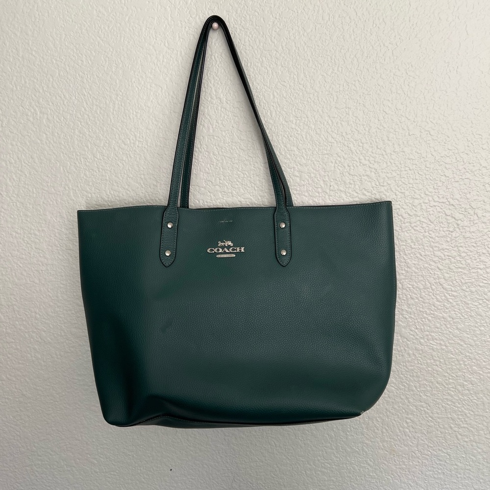 Coach Dark Green Leather Tote